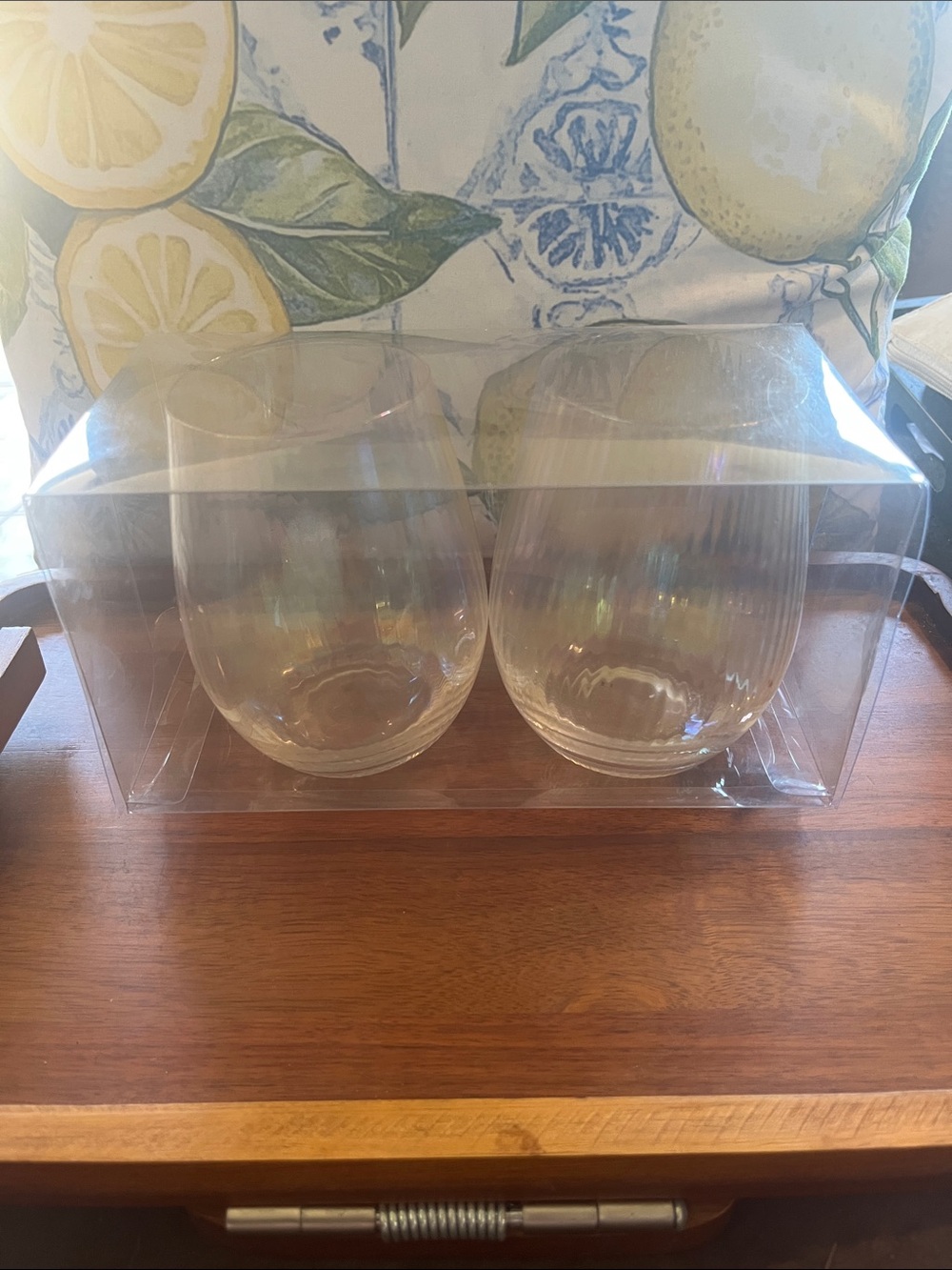 Set of 2 Clear Stemless Wine Tumblers - Transparent Glass